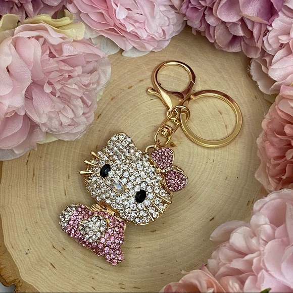 Hello Kitty with Pale Pink Crystal Dress & Bow Keychain Charm - Picture 5 of 12